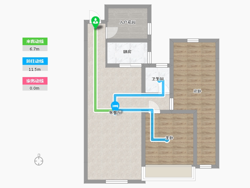 湖南省-长沙市-未来方舟1,2,3号栋02户型92m²-75.70-户型库-动静线