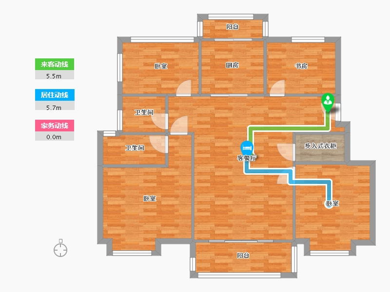 江苏省-南京市-紫晶美域130m²-104.23-户型库-动静线