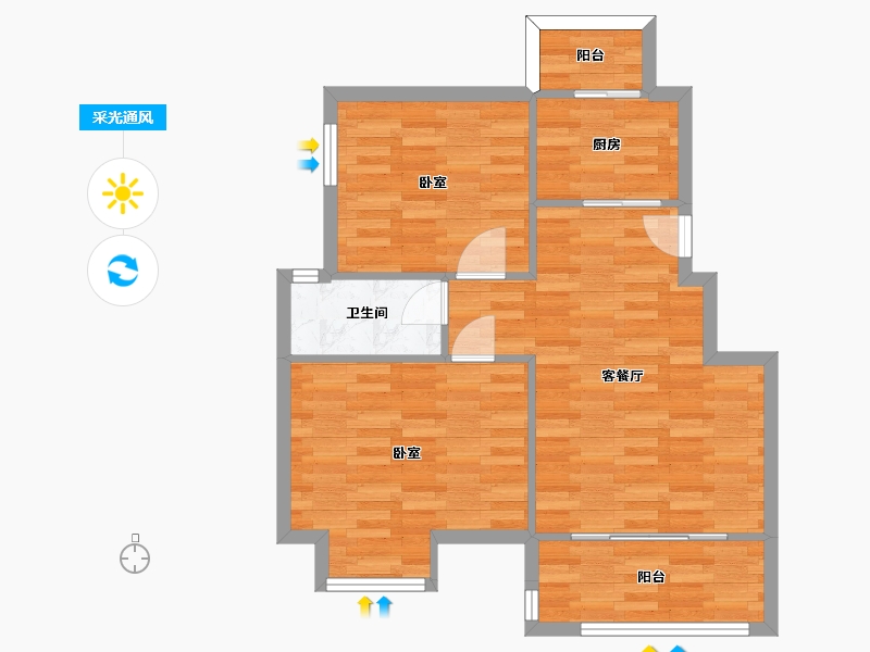 江苏省-南京市-紫晶美域84m²-67.00-户型库-采光通风