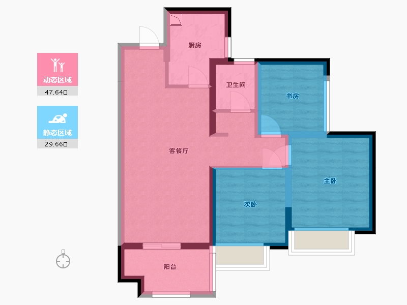 湖南省-长沙市-宁乡金科美苑风户型G2栋,G3栋,1栋92m²-67.80-户型库-动静分区