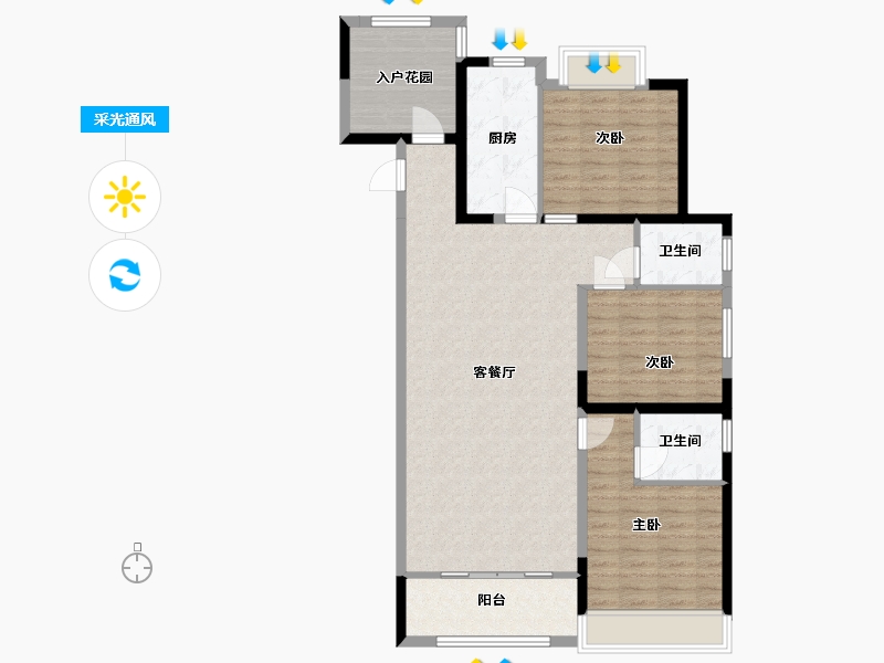 湖南省-长沙市-未来方舟1,2栋S1-B座3栋01户型126m²-103.99-户型库-采光通风