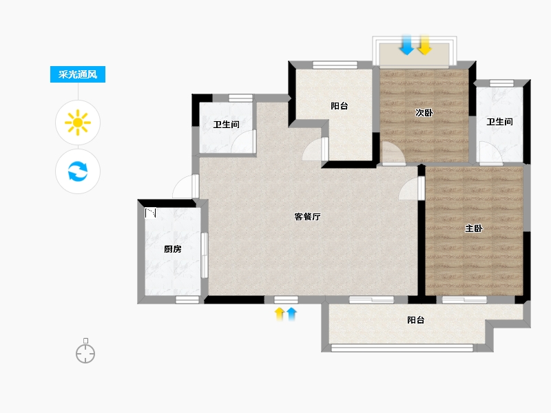 湖南省-长沙市-宁乡金科美苑雅户型G2栋,G3栋,1栋114m²-86.31-户型库-采光通风