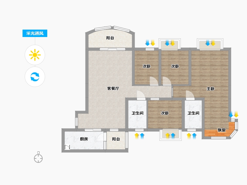 湖南省-长沙市-浏阳碧桂园幸福里1，6栋,4期6栋05户型145m²-102.69-户型库-采光通风