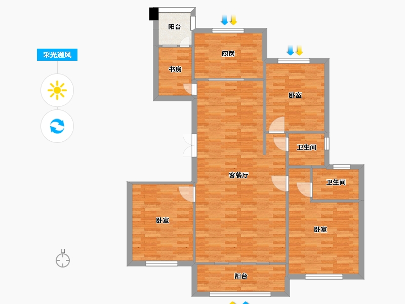 江苏省-南京市-海尔产城创双湖壹号公馆小高层G4132m²-105.07-户型库-采光通风