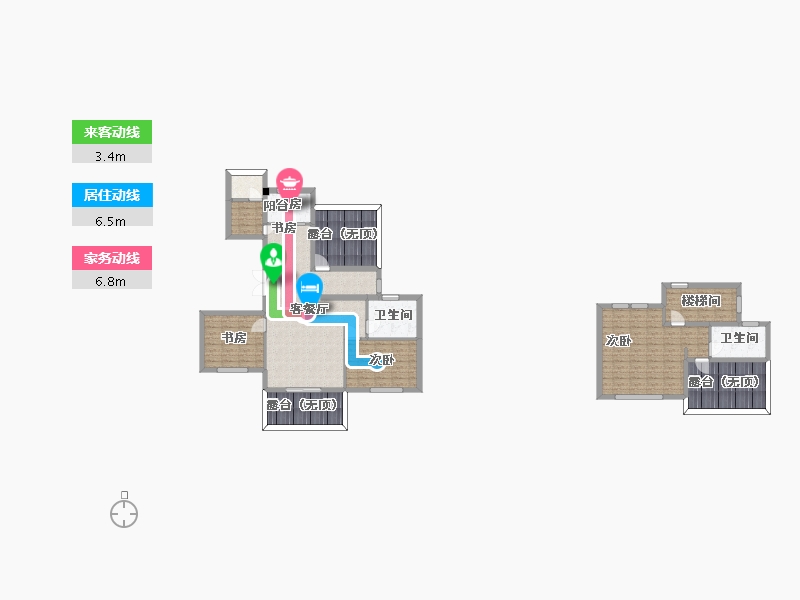 江苏省-南京市-海尔产城创双湖壹号公馆小高层G7户型141m²-144.19-户型库-动静线