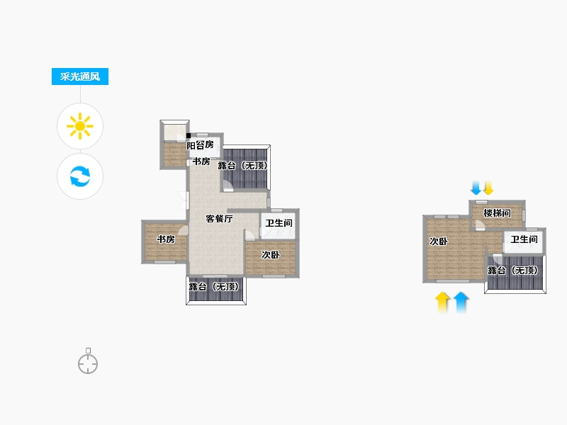 江苏省-南京市-海尔产城创双湖壹号公馆小高层G7户型141m²-144.19-户型库-采光通风