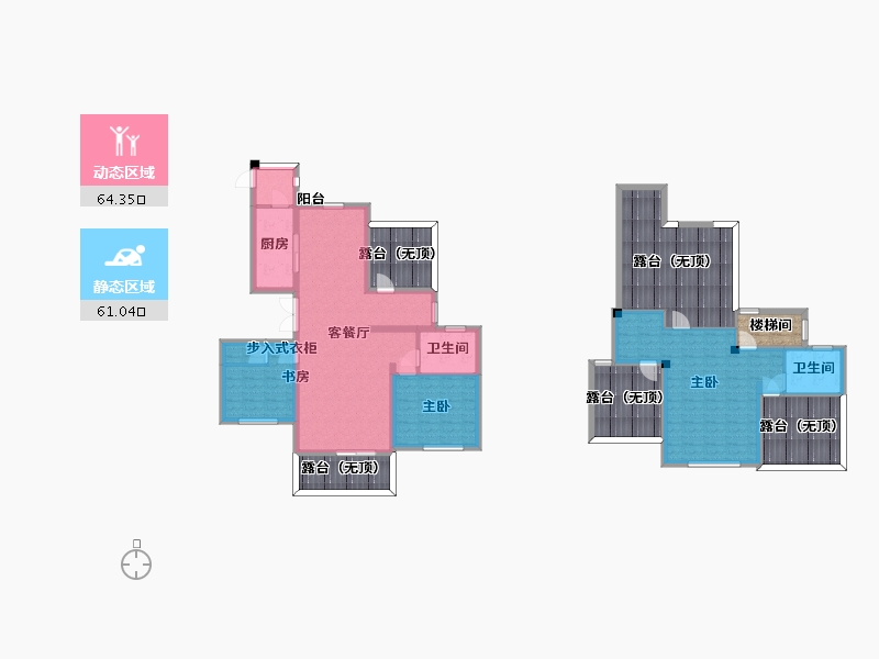 江苏省-南京市-海尔产城创双湖壹号公馆洋房G7146m²-174.64-户型库-动静分区