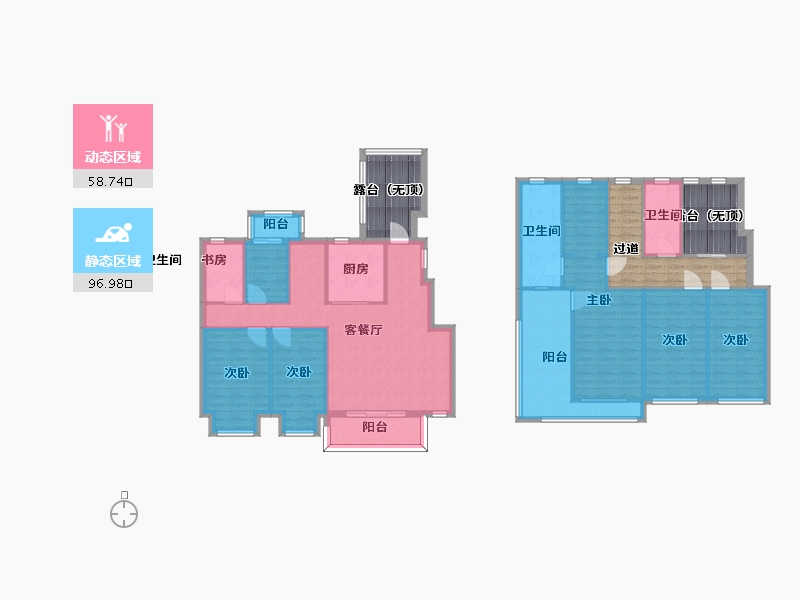 江苏省-南京市-花样年花样城26幢,37幢,42幢165m²-166.70-户型库-动静分区