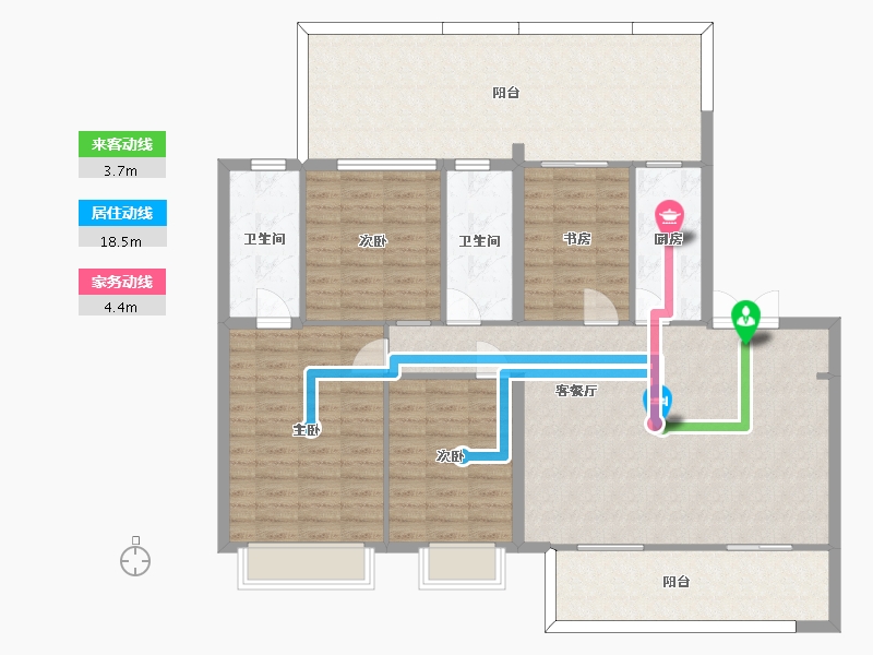 湖南省-长沙市-华远碧桂园海蓝城T5,T6,T7栋F户型137m²-137.87-户型库-动静线