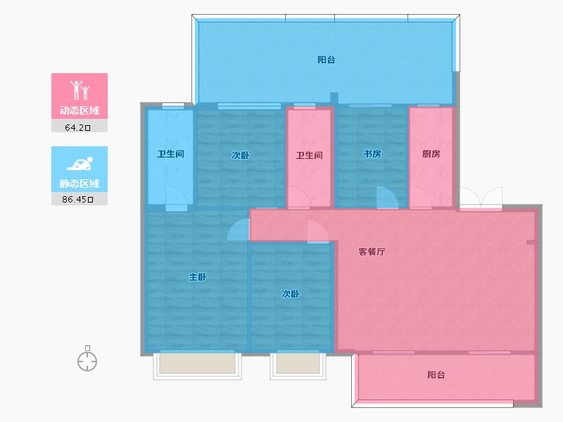 湖南省-长沙市-华远碧桂园海蓝城T5,T6,T7栋F户型137m²-137.87-户型库-动静分区