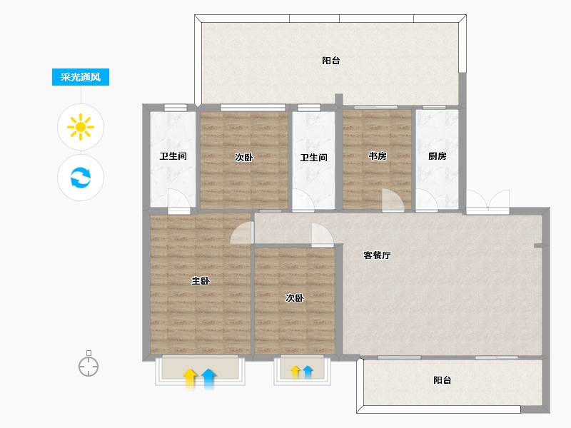 湖南省-长沙市-华远碧桂园海蓝城T5,T6,T7栋F户型137m²-137.87-户型库-采光通风