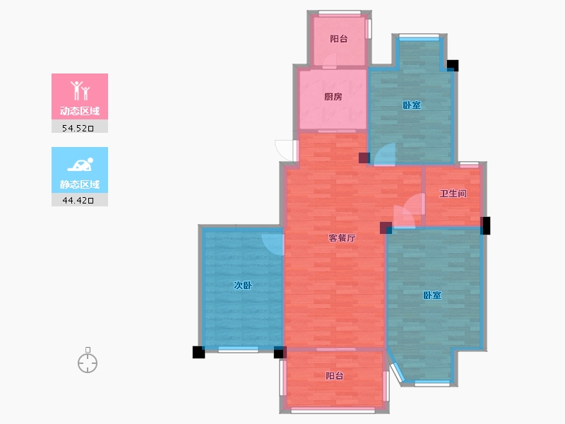 江苏省-南京市-双湖星城113m²-89.85-户型库-动静分区