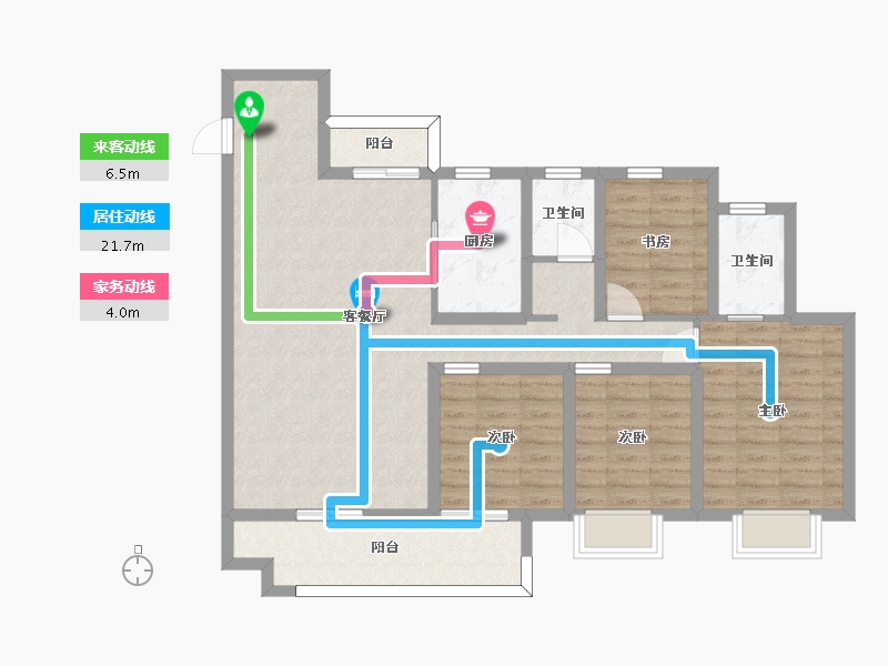 湖南省-长沙市-旭辉美的东樾城4,7,10,11,12栋C户型143m²-103.82-户型库-动静线