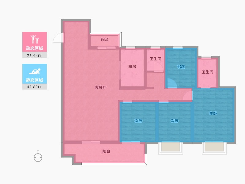 湖南省-长沙市-旭辉美的东樾城4,7,10,11,12栋C户型143m²-103.82-户型库-动静分区