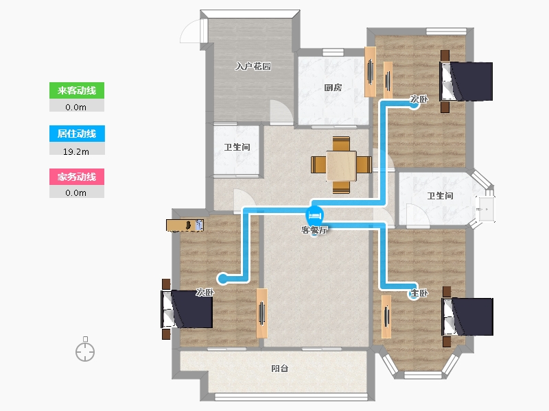 江苏省-南京市-双湖星城122m²-97.99-户型库-动静线