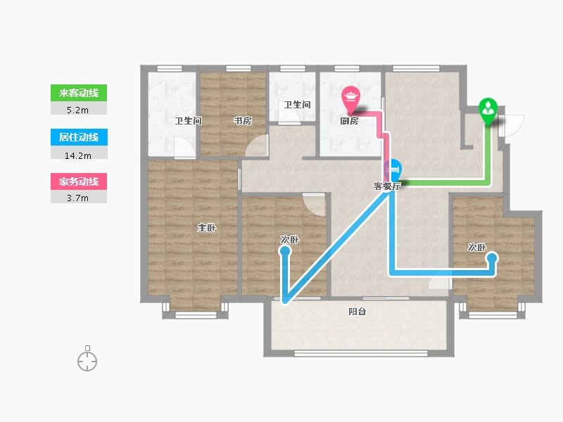 江苏省-南京市-高淳孔雀城湖畔澜庭1幢,18幢,16幢，134m²-107.00-户型库-动静线