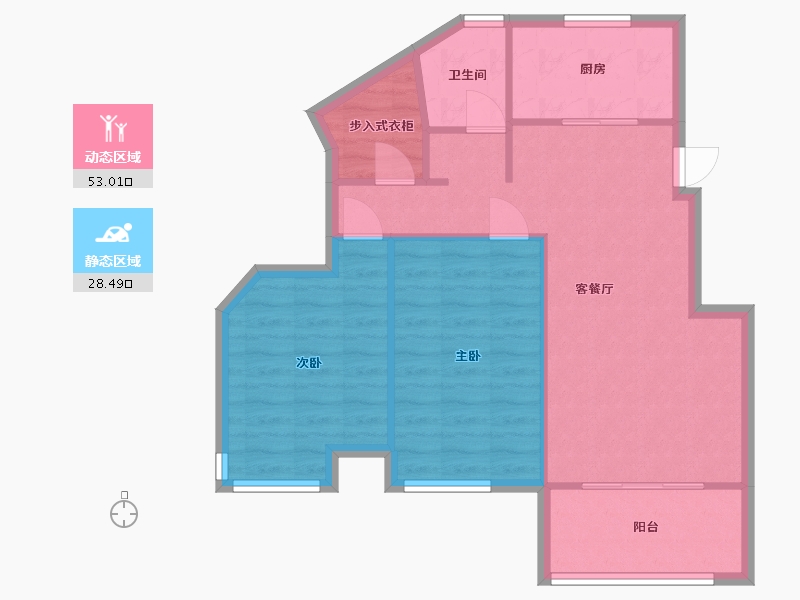 江苏省-南京市-东骏名府11幢,12幢93m²-73.99-户型库-动静分区