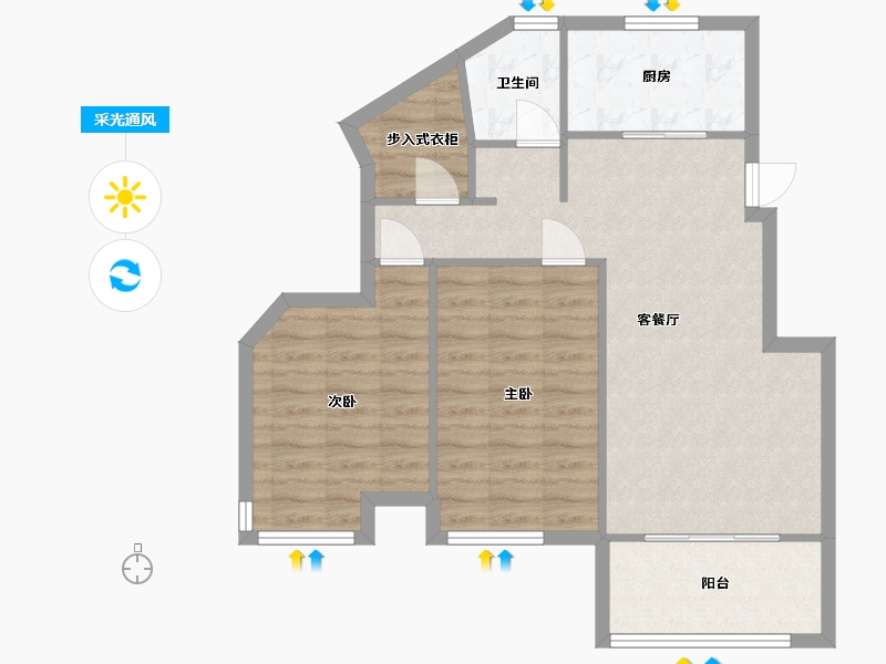 江苏省-南京市-东骏名府11幢,12幢93m²-73.99-户型库-采光通风