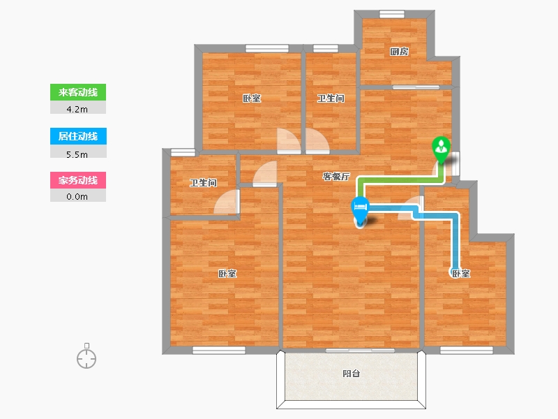 江苏省-南京市-东骏名府113m²-90.49-户型库-动静线