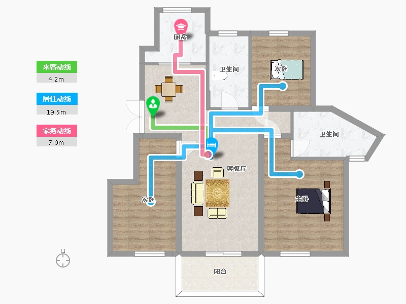 江苏省-南京市-东骏名府116m²-93.00-户型库-动静线