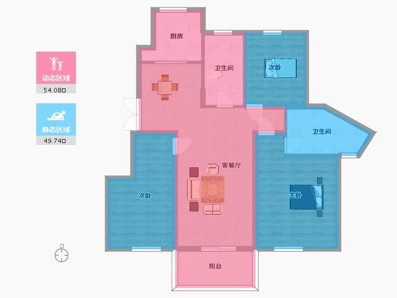 江苏省-南京市-东骏名府116m²-93.00-户型库-动静分区