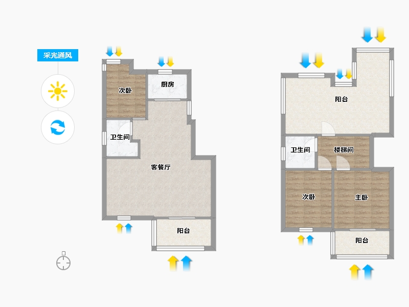 江苏省-南京市-东骏名府125m²-100.00-户型库-采光通风