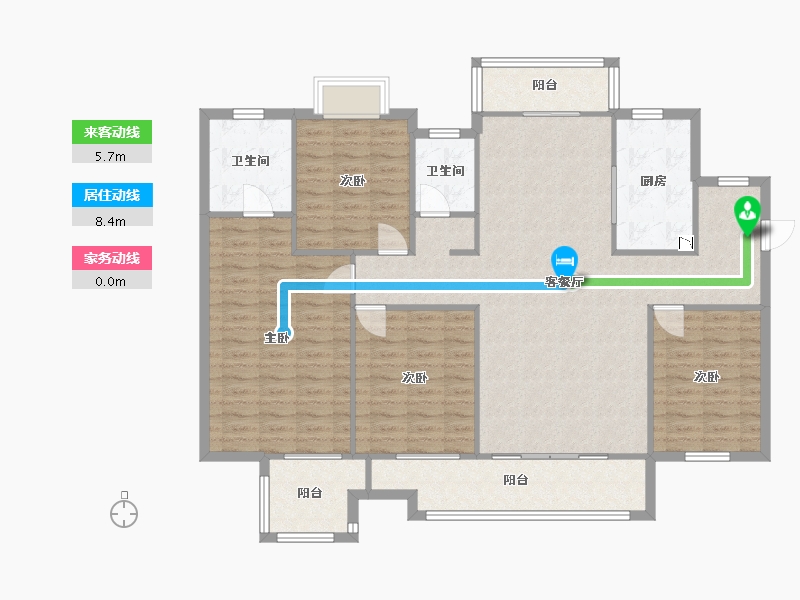 湖南省-长沙市-龙湖碧桂园天宸原著2栋K户型165m²-131.85-户型库-动静线