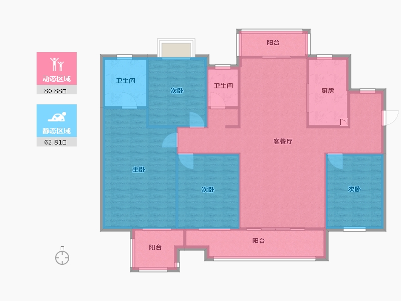 湖南省-长沙市-龙湖碧桂园天宸原著2栋K户型165m²-131.85-户型库-动静分区