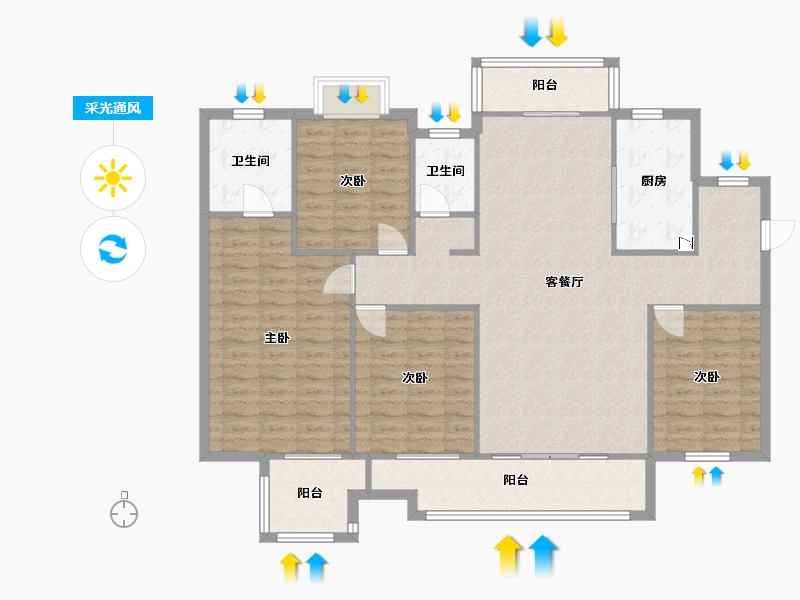 湖南省-长沙市-龙湖碧桂园天宸原著2栋K户型165m²-131.85-户型库-采光通风