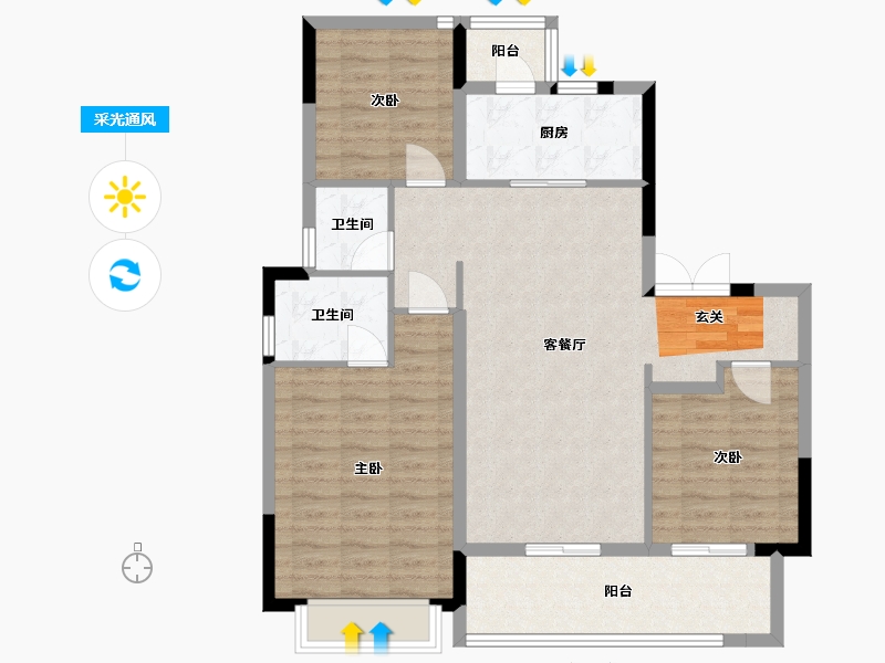 四川省-成都市-旭辉江山和鸣-93.97-户型库-采光通风