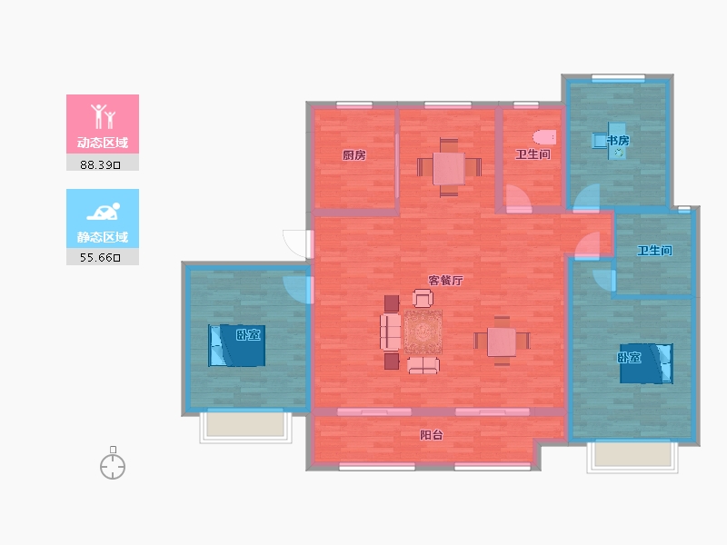 山东省-青岛市-紫悦府39号楼168m²-131.17-户型库-动静分区