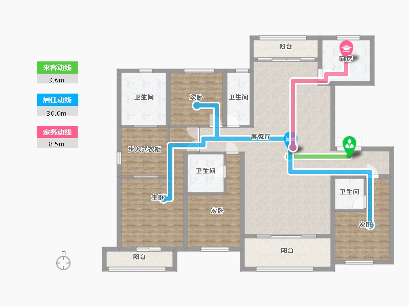 江苏省-南京市-大鱼VILL1幢,2幢,8幢AA户型220m²-176.00-户型库-动静线