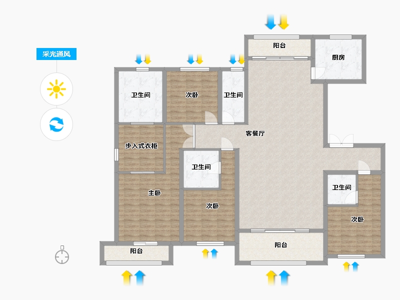 江苏省-南京市-大鱼VILL1幢,2幢,8幢AA户型220m²-176.00-户型库-采光通风