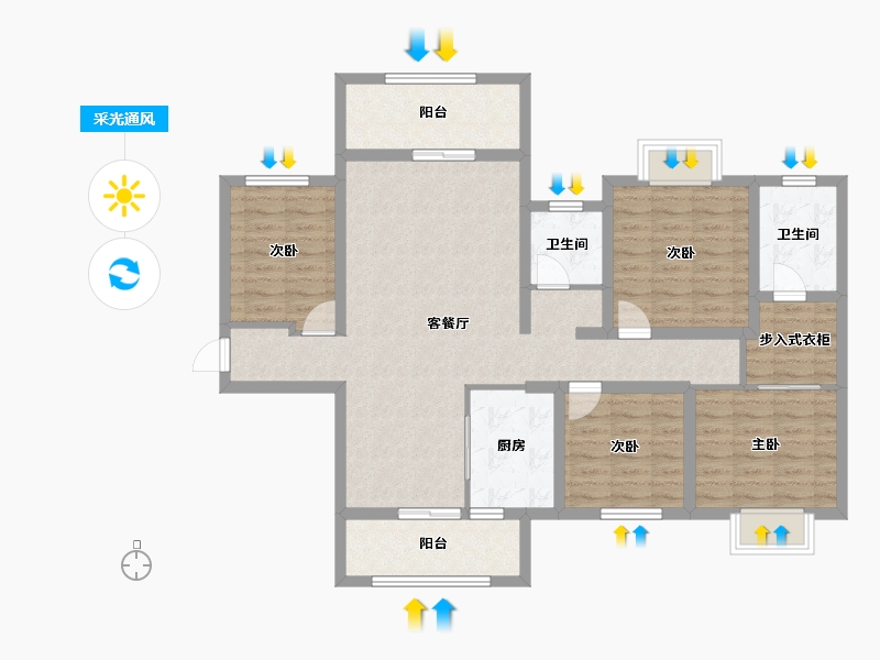 湖南省-永州市-耀江豪廷-109.66-户型库-采光通风