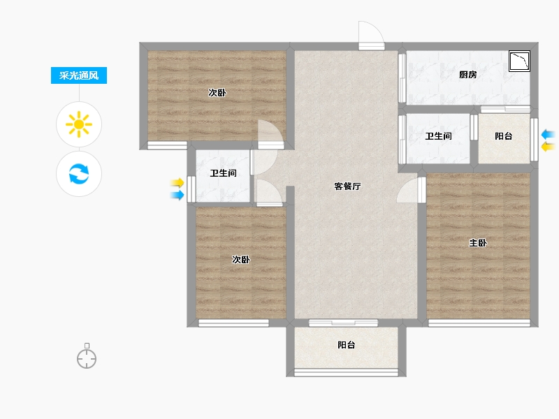 四川省-宜宾市-翡翠台-85.81-户型库-采光通风