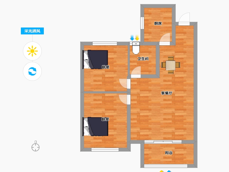 江苏省-南京市-正荣悦东府A4幢,B-04幢,B-05幢,79m²-62.99-户型库-采光通风