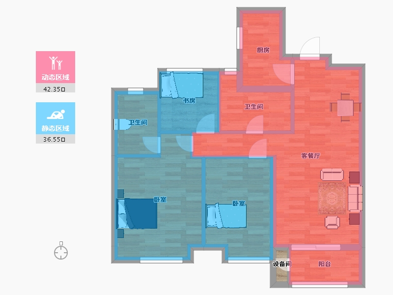 江苏省-南京市-正荣悦东府A4幢,B-04幢,B-05幢89m²-71.00-户型库-动静分区