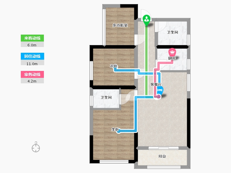 湖南省-长沙市-才子城建面91m2-68.41-户型库-动静线