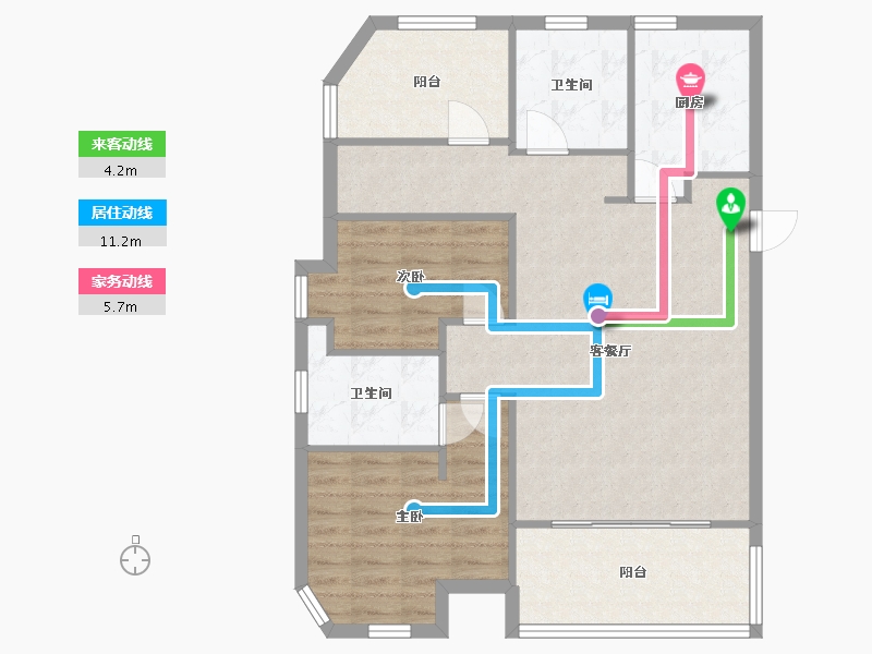 江苏省-南京市-金浦御龙湾B户型109m²-87.20-户型库-动静线