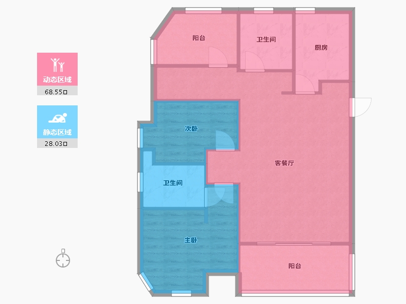 江苏省-南京市-金浦御龙湾B户型109m²-87.20-户型库-动静分区