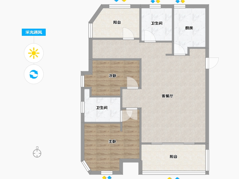 江苏省-南京市-金浦御龙湾B户型109m²-87.20-户型库-采光通风