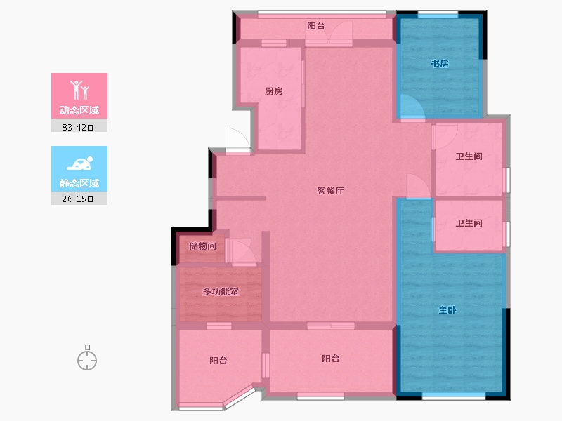 江苏省-南京市-金浦御龙湾E1幢,E2幢,E3幢,E4幢E2户型122m²-97.00-户型库-动静分区