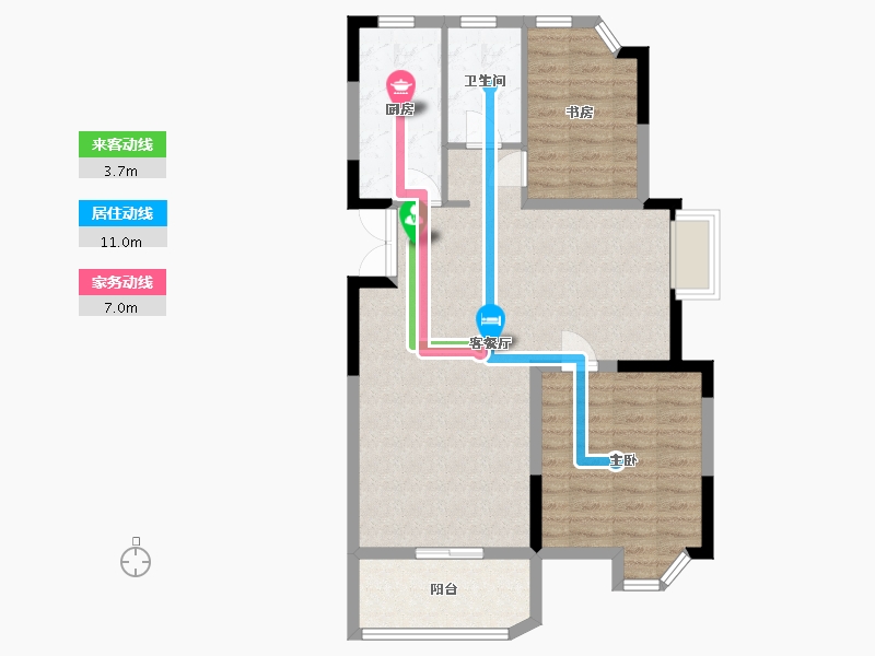 江苏省-南京市-金浦御龙湾E1,B1,E2,B2,E3,E4幢99m²-80.20-户型库-动静线