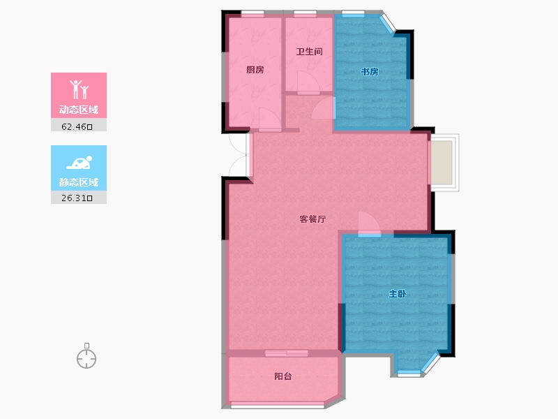 江苏省-南京市-金浦御龙湾E1,B1,E2,B2,E3,E4幢99m²-80.20-户型库-动静分区