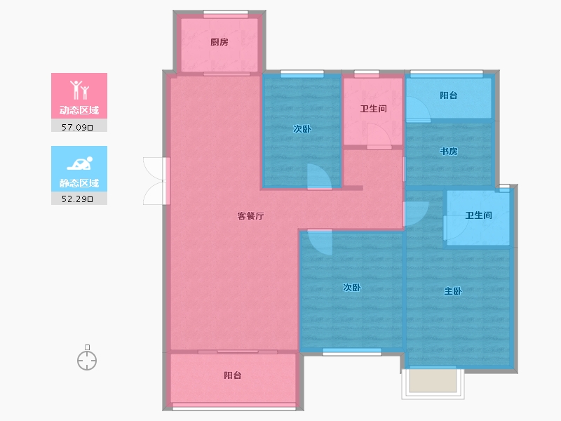 湖南省-长沙市-澳海谷山府17号楼建面122m2-100.04-户型库-动静分区