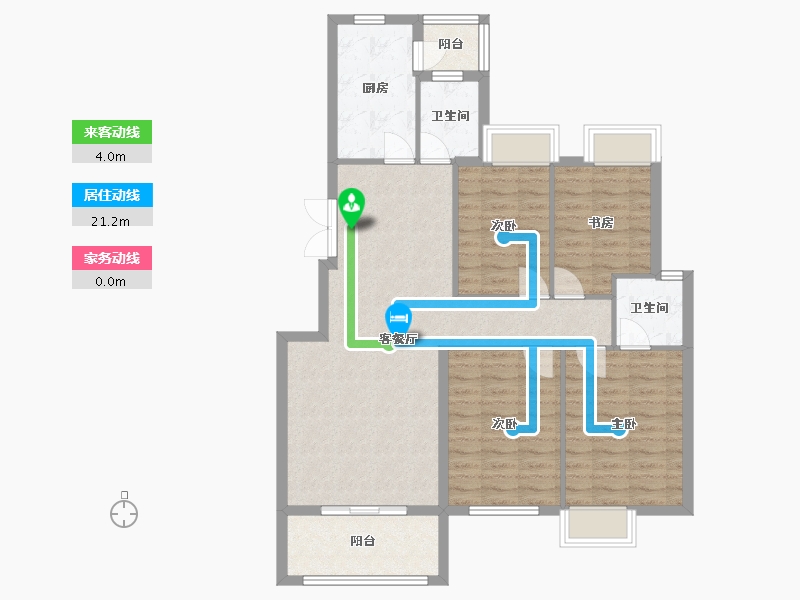 湖南省-长沙市-澳海谷山府17号楼建面123㎡-99.56-户型库-动静线