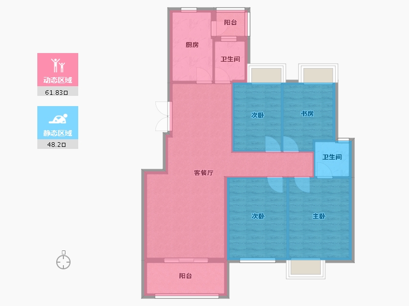 湖南省-长沙市-澳海谷山府17号楼建面123㎡-99.56-户型库-动静分区