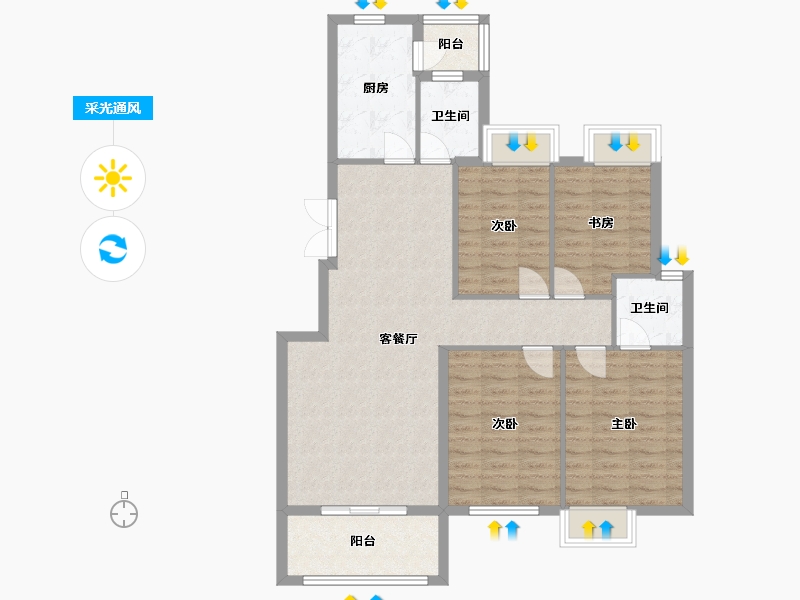 湖南省-长沙市-澳海谷山府17号楼建面123㎡-99.56-户型库-采光通风