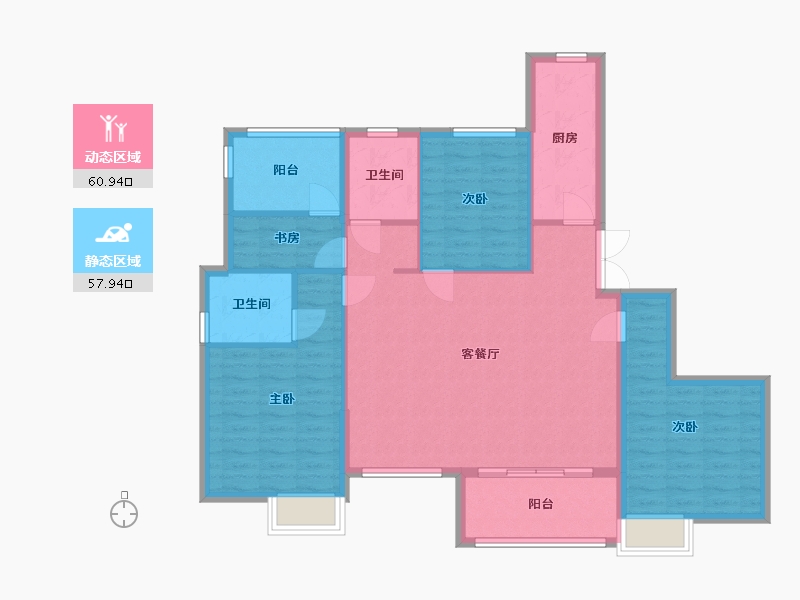 湖南省-长沙市-澳海谷山府17号楼建面132㎡-107.74-户型库-动静分区