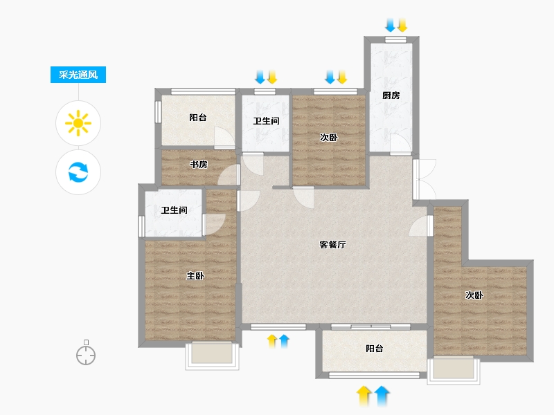 湖南省-长沙市-澳海谷山府17号楼建面132㎡-107.74-户型库-采光通风